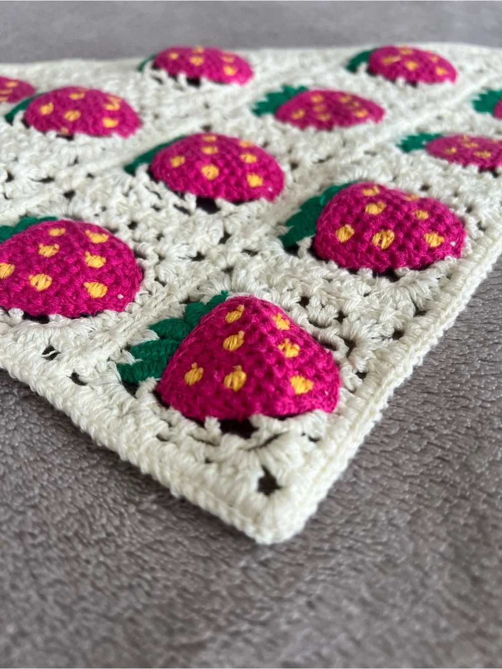 Crochet Boho Hippie Bandana Headband/ Crochet Strawberry Print Boho Cottagecore
